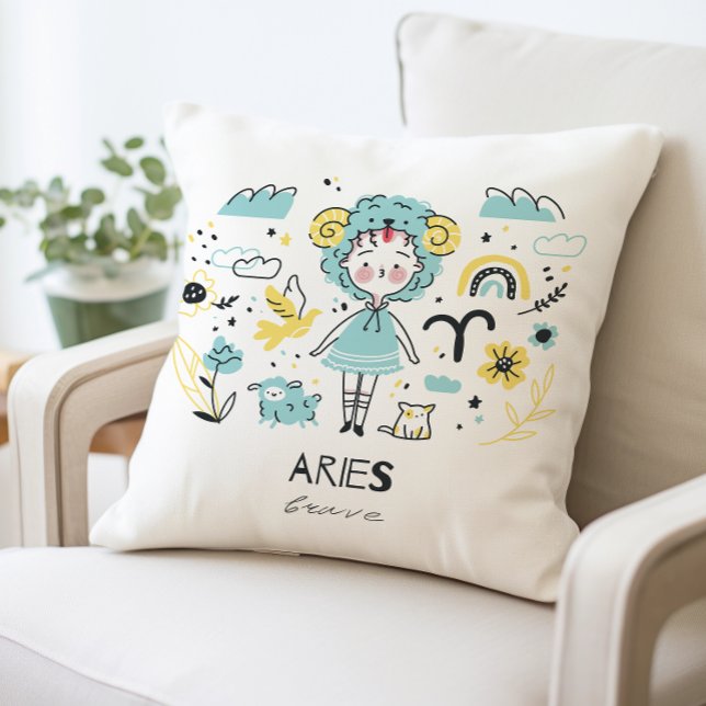 Cute Aries Zodiac Pillow, Astrologi Kudde (Skapare uppladdad)