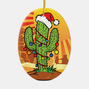 Cute Arizona jul Saguaro Cactus Julgransprydnad Keramik