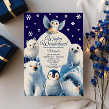 Cute Arktiska djur, blå vinter Barns födelsedag