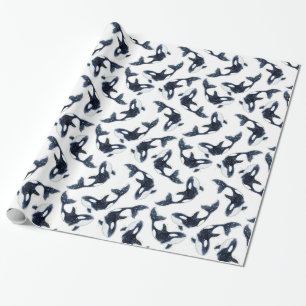 Cute Arktiska Orca Mönster White Presentpapper