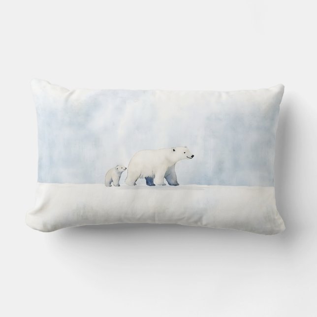 Cute arktiska polarna har familj lumbarkudde (Framsida)