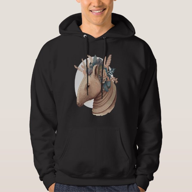 Cute Armadillo Flower Crown Watercolor Animal Hoodie (Framsida)