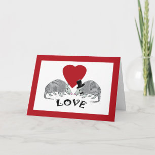 Cute Armadillo Heart Kärlek-kort Helgkort