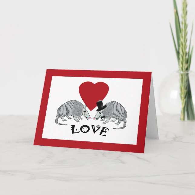 Cute Armadillo Heart Kärlek-kort Helgkort (Framsida)