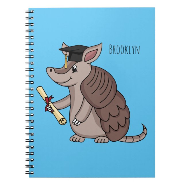 Cute armadillo med studentmössa tecknad anteckningsbok (Framsidan)