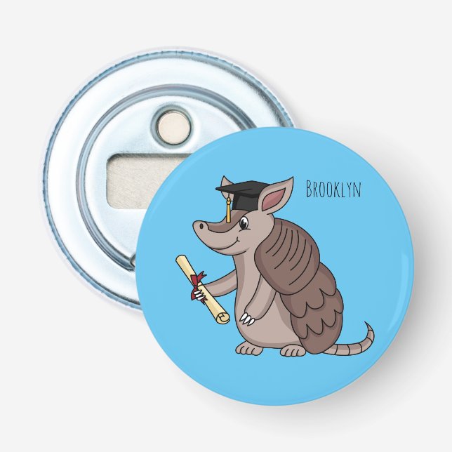 Cute armadillo med studentmössa tecknad flasköppnare (Framsidan)