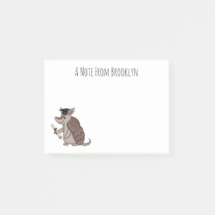 Cute armadillo med studentmössa tecknad post-it block