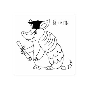 Cute armadillo med studentmössa tecknad stämpel