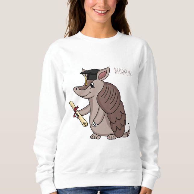Cute armadillo med studentmössa tecknad t shirt (Framsida)