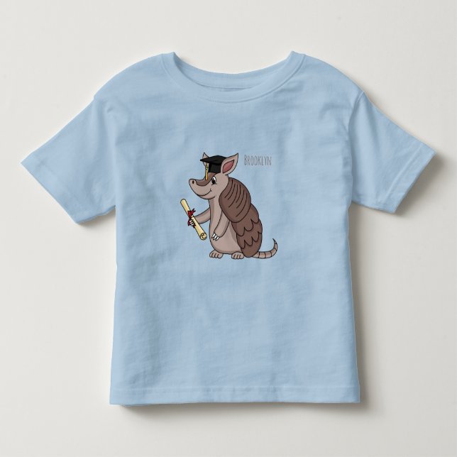 Cute armadillo med studentmössa tecknad t shirt (Framsida)