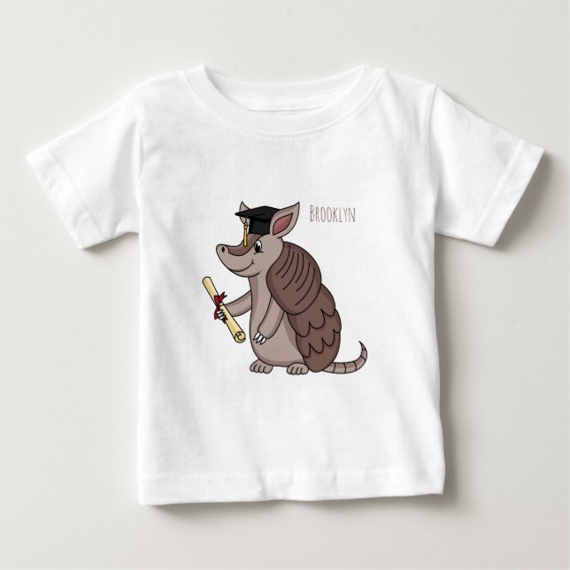 Cute armadillo med studentmössa tecknad t shirt (Framsida)