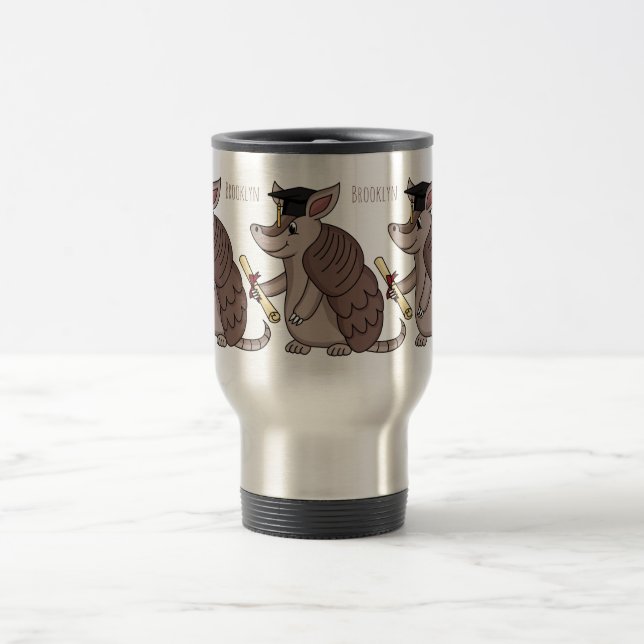 Cute armadillo with graduation cap cartoon  resemugg (Center)