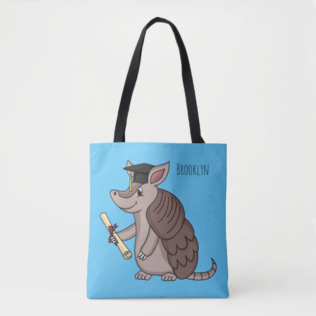 Cute armadillo with graduation cap cartoon  tygkasse (Framsida)