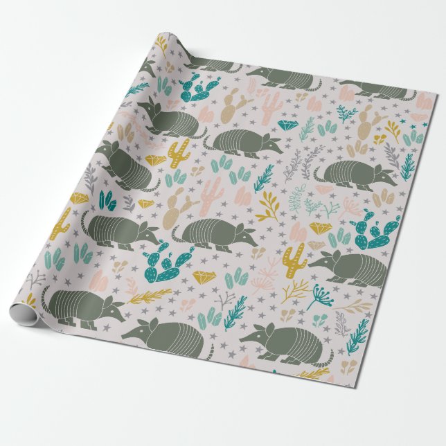 Cute Armadillo Wrapping Papper Presentpapper (Utrullad)