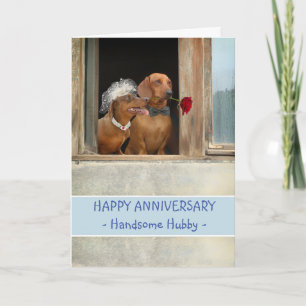 Cute-årsdagen för Make Dachshund Couple Kort