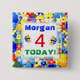 Cute Art Deco Flowers Anpassade Age Knapp