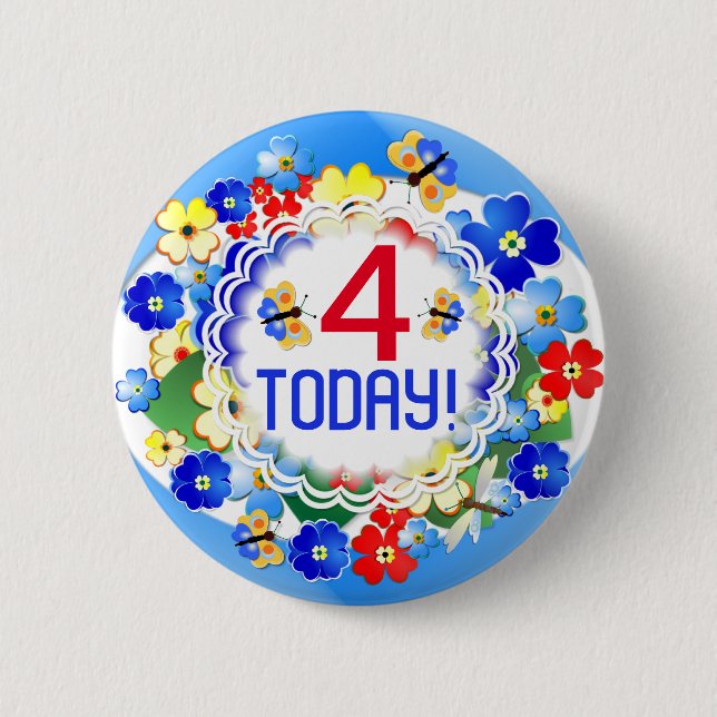 Cute Art Deco Flowers Anpassade Age Knapp (Framsida)