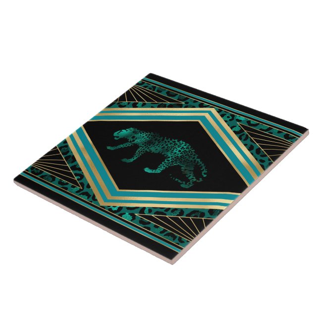 Cute art deco leopard home decor kakelplatta (Sidan)