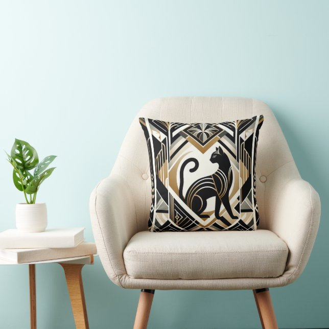 Cute art deco stil cat Dekorativ kudde (Stol)