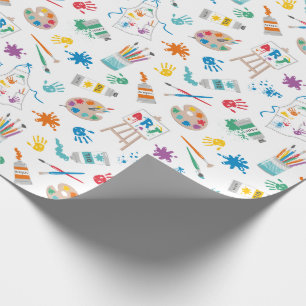 Cute Art-leveranser på vitt Presentpapper
