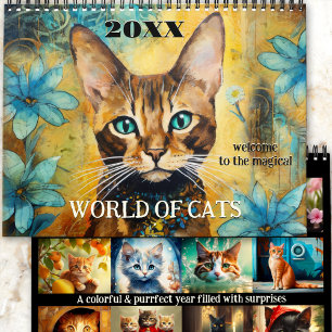 Cute Art Magic Cat World Kalender