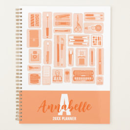 Cute Art Supplies Illustrated Mönster Peach Orange