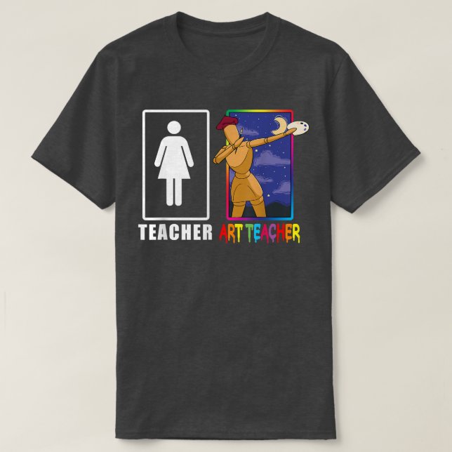 Cute Art Teacher Magic Dabbing wooden Painting A T Shirt (Design framsida)
