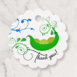 Cute ärter i en Pod Triplets Grönt Party Gåvor Etiketter