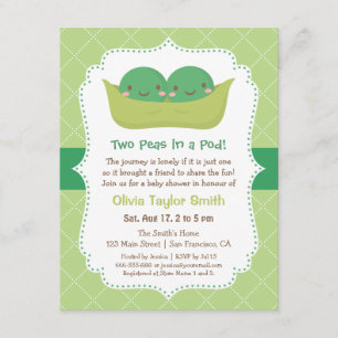 Cute ärter i inbjudningar till Poden Twin Baby Sho