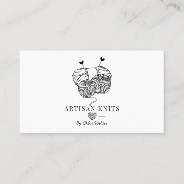 Cute Artisan Sticka goods and Knitstruction Visitkort (Framsida)