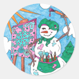 Cute Artist Helgdag jul i Snögubbe Runt Klistermärke