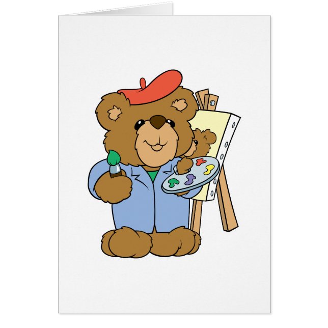 Cute Artist Nalle Hälsningskort (Framsidan)