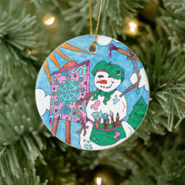 Cute Artist Snögubbe Helgdag jul Ceramic Orna Julgransprydnad Keramik
