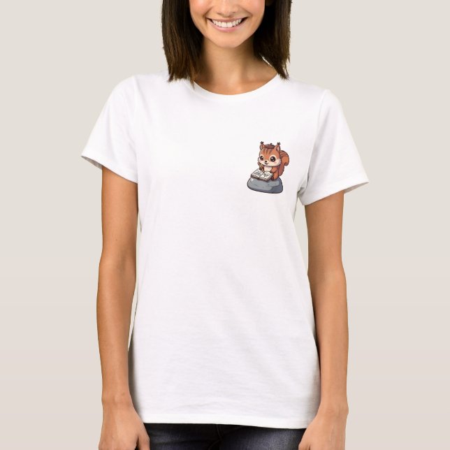 Cute Artist Squirrel Wearing Beret T Shirt (Framsida)