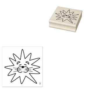 Cute Artistic Lejon Ansikte Wood Art Frimärke Stämpel