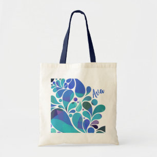 Cute Artsy Aqua Blue, Lila Watercolor Mönster Tygkasse