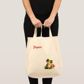 Cute Artsy Frog Tote Bag Tygkasse