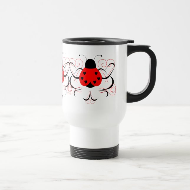 Cute Artsy Heart Ladybug Mugg (Höger)