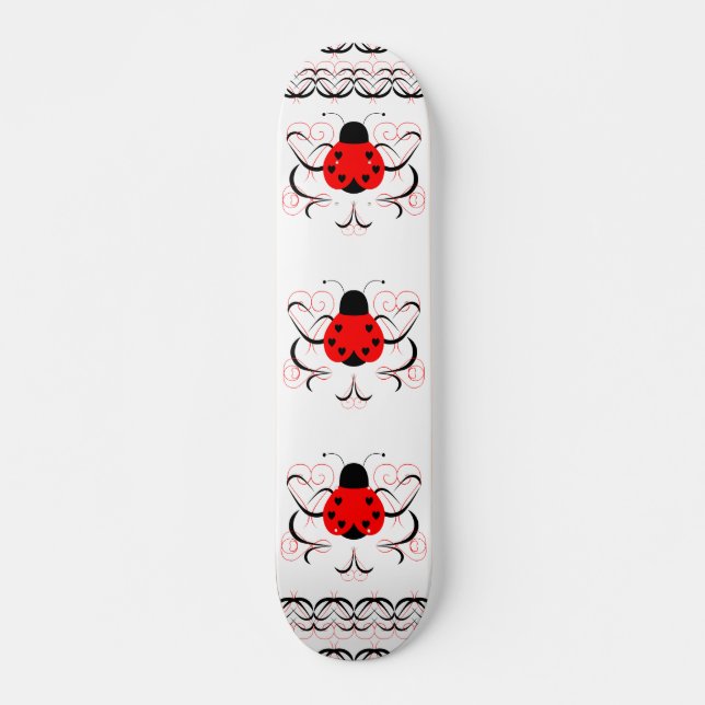 Cute Artsy Heart Ladybug Skateboard Deck (Framsida)