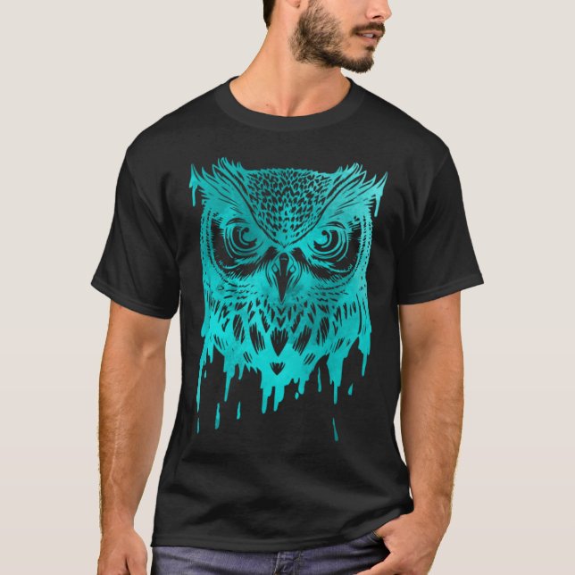 Cute Artsy Owl Wildlife Colorful Birds Nature T Shirt (Framsida)