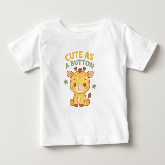 Cute as a Button – Baby Giraffe Charm T Shirt (Framsida)