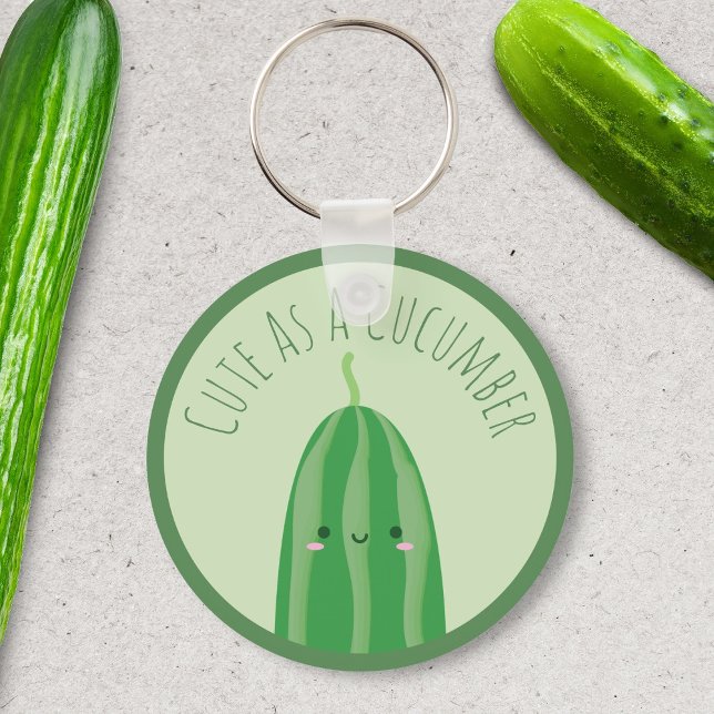 Cute As a Cucumber Funny Kawaii Cutecumber Nyckelring (Skapare uppladdad)