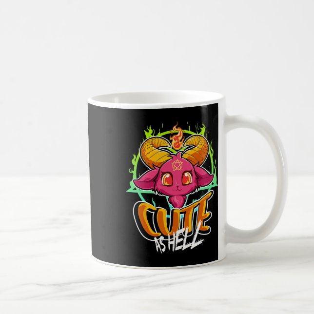 Cute As helvetet Halloween Kawaii Phomet Funny Sat Kaffemugg (Höger)
