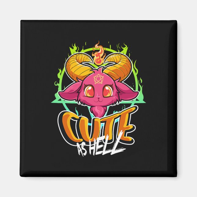 Cute As helvetet Halloween Kawaii Phomet Funny Sat Magnet (Framsidan)