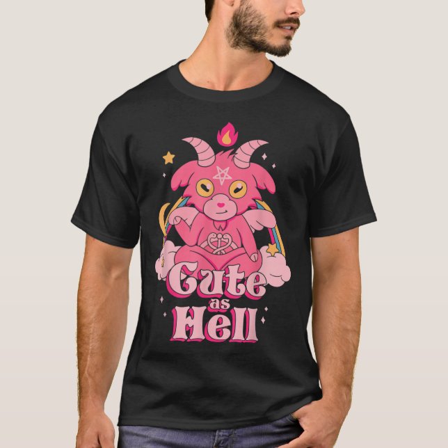 Cute as helvetet Kawaii Baphomet Satan Goth Lucife T Shirt (Framsida)