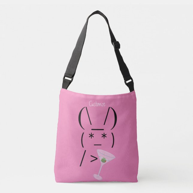 Cute Ascii bunny holding martini Thunder_Cove Axelväska (Framsida)