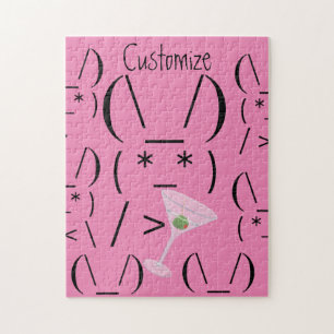 Cute Ascii bunny holding martini Thunder_Cove Pussel