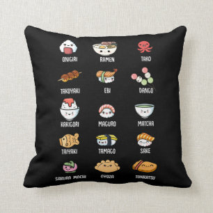 Cute Asian Food Kawaii Sushi Ris Fish Ramen Älska Kudde