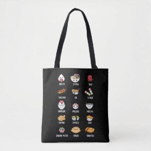 Cute Asian Food Kawaii Sushi Ris Fish Ramen Älska Tygkasse