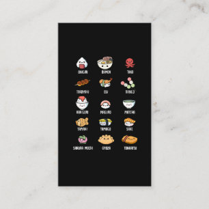 Cute Asian Food Kawaii Sushi Ris Fish Ramen Älska Visitkort